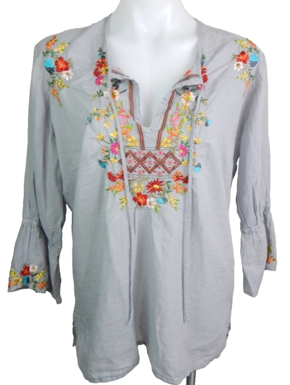 Johnny‎ Was Floral Embroidered Peasant Top